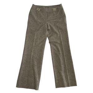 Ann Taylor Pants Women's Lindsay Straight Brown Wool Gold Chains Lined  Sz 6